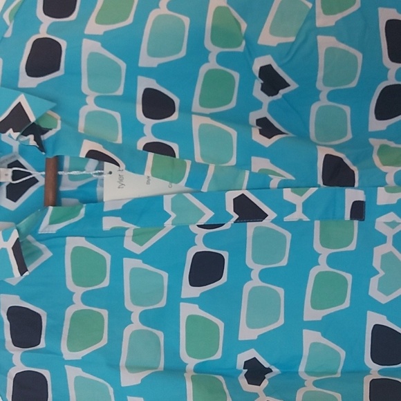 NWT Tyler Boe Novelty Sunglasses Print Popover Tunic Top 100% Cotton Size Small - Picture 5 of 8